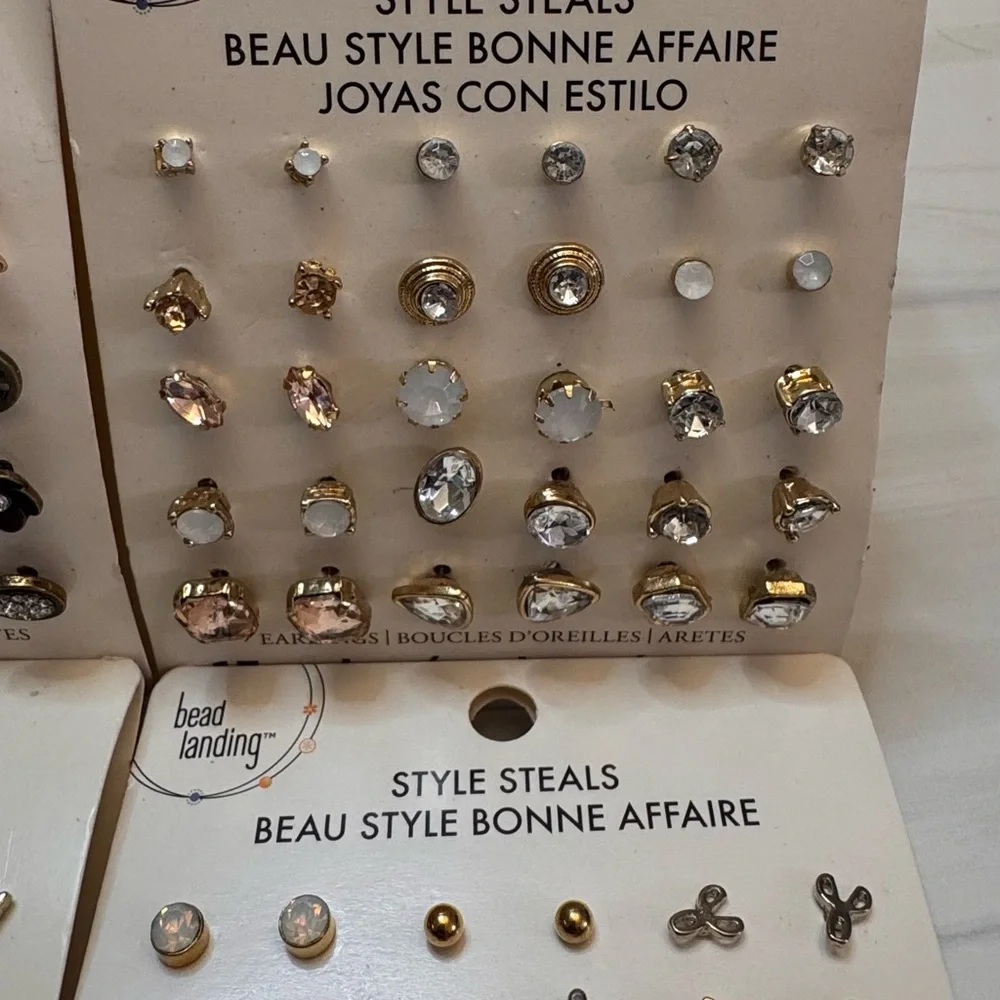 Bead Landing Style Steals Stud Earrings Lot | 15 Pair Cards | Some Singles‎